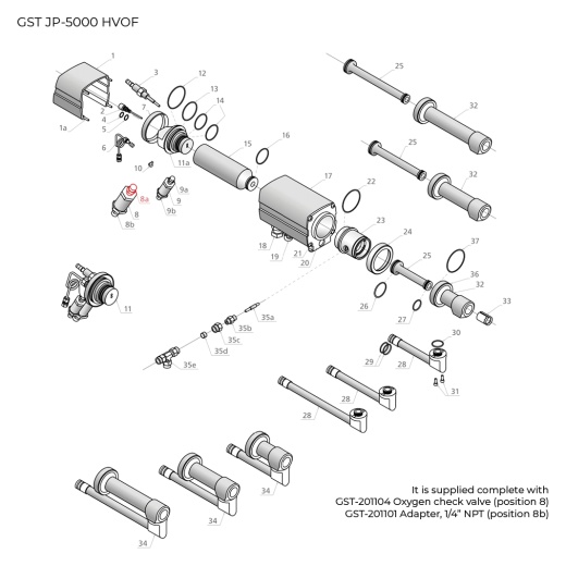 GST-201106 Nipple, 1/4" Oxygen check valve to stabilizer